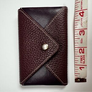 Vintage Burgundy Embossed Leather Envelope Wallet Coin Purse Card Holder